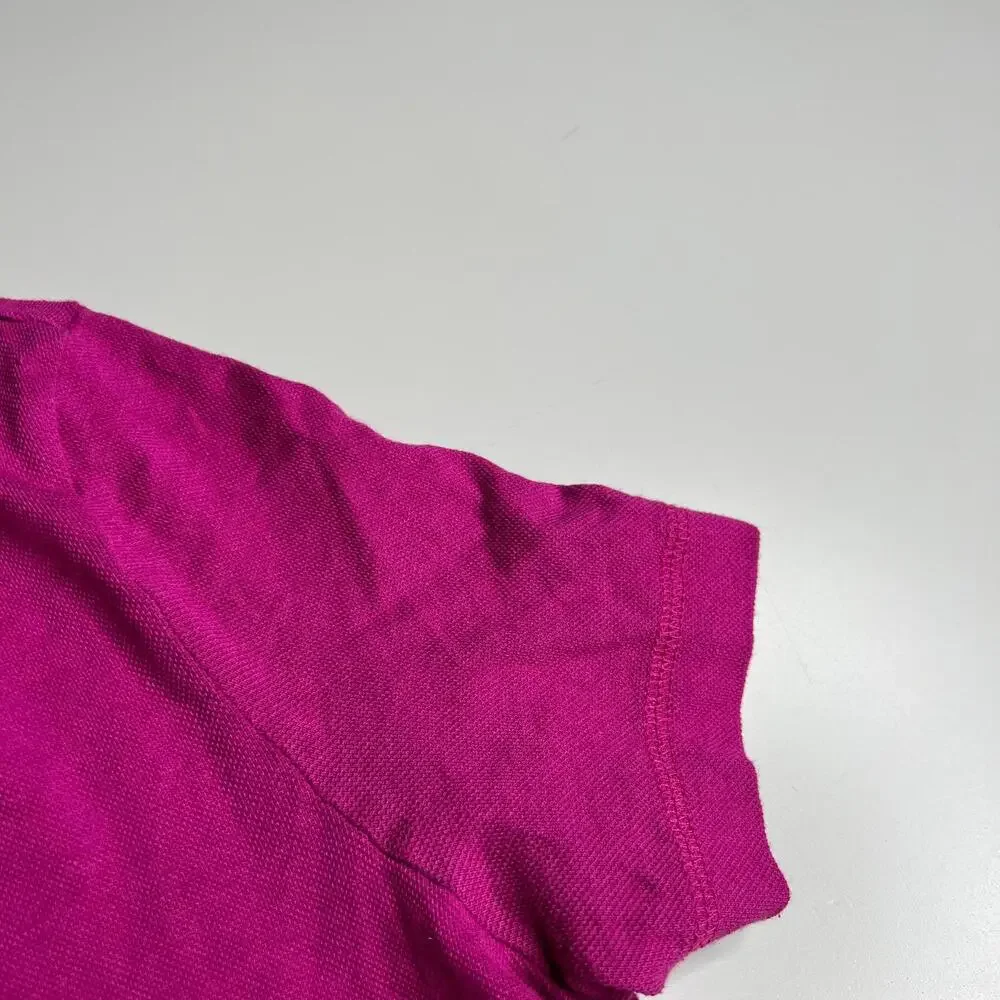 Tory‎ Burch Womens Polo Shirt Small Pink Ruffle Button Placket Pima Cotton Blend